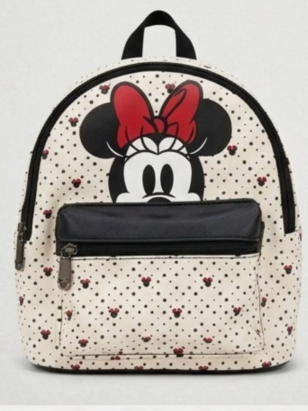 Disney Minnie Mouse Polka Dot Mini Backpack Cream Black Red